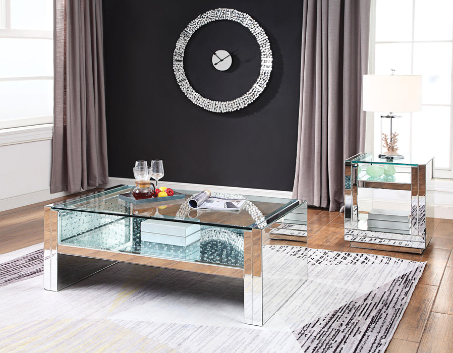 Nysa Mirrored & Faux Crystals Coffee Table - Marjories Furniture (Las Vegas, NV)