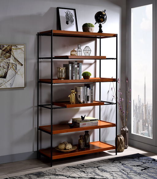 Oaken Honey Oak & Black Bookshelf - Marjories Furniture (Las Vegas, NV)