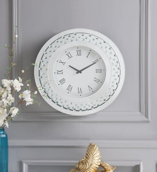 Nysa Mirrored & Faux Crystals Wall Clock - Marjories Furniture (Las Vegas, NV)
