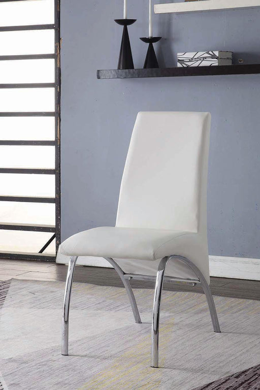 Pervis White PU & Chrome Side Chair - Marjories Furniture (Las Vegas, NV)