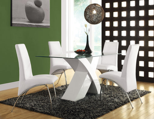 Pervis White & Clear Glass Dining Table - Marjories Furniture (Las Vegas, NV)