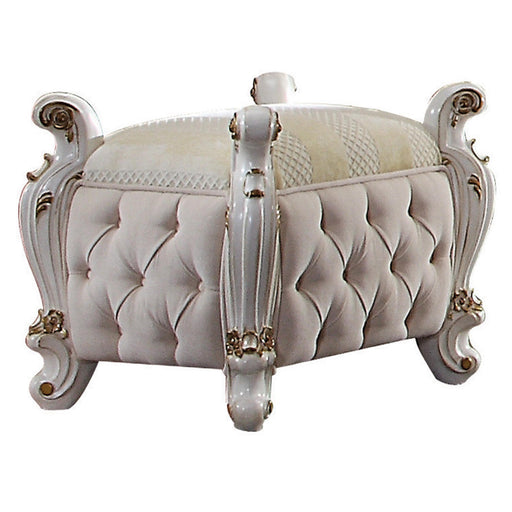 Picardy Fabric & Antique Pearl Vanity Stool - Marjories Furniture (Las Vegas, NV)
