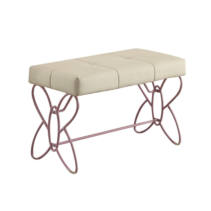 Priya II White & Light Purple Bench - Marjories Furniture (Las Vegas, NV)