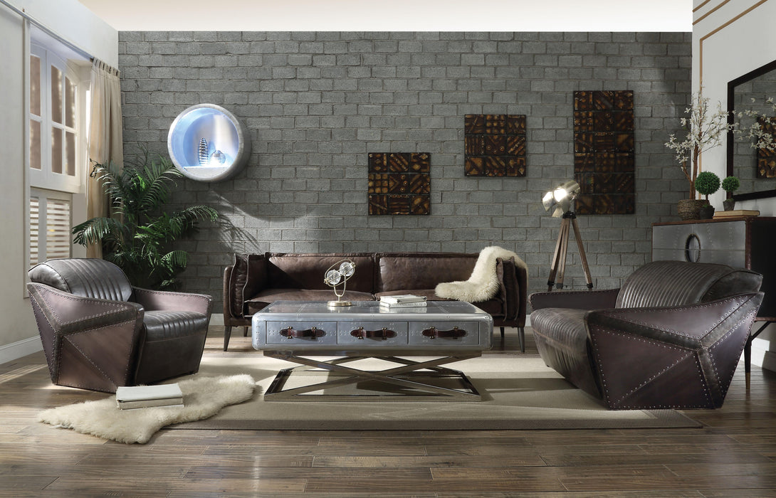 Porchester Distress Chocolate Top Grain Leather Sofa - Marjories Furniture (Las Vegas, NV)