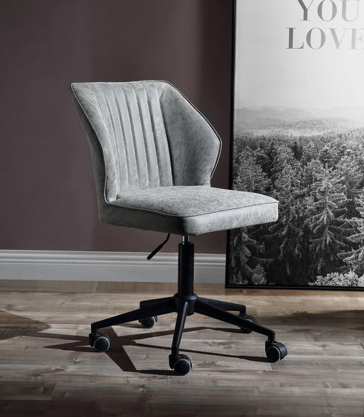 Pakuna Vintage Gray PU & Black Office Chair - Marjories Furniture (Las Vegas, NV)