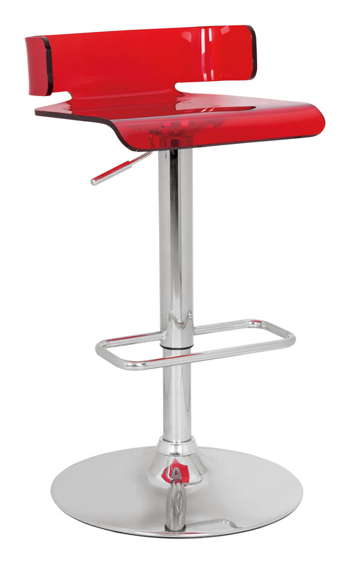 Rania Red & Chrome Adjustable Stool (1Pc) - Marjories Furniture (Las Vegas, NV)