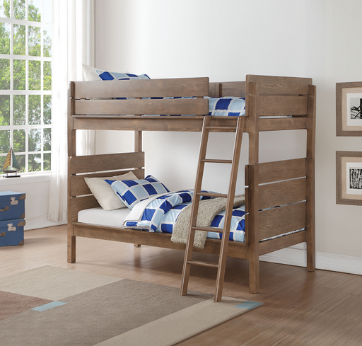 Ranta Antique Oak Bunk Bed (Twin/Twin) - Marjories Furniture (Las Vegas, NV)