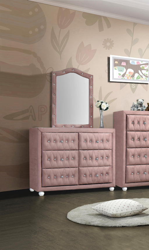 Reggie Pink Fabric Mirror - Marjories Furniture (Las Vegas, NV)