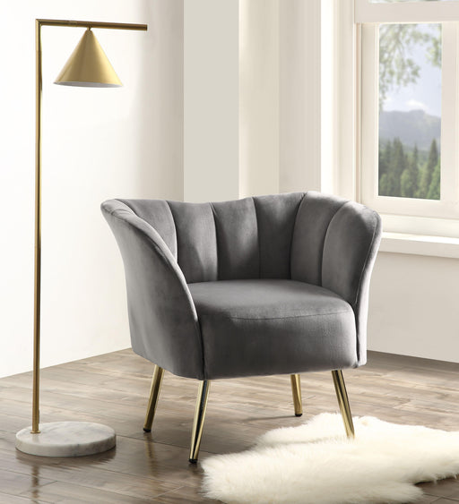 Reese Gray Velvet & Gold Accent Chair - Marjories Furniture (Las Vegas, NV)