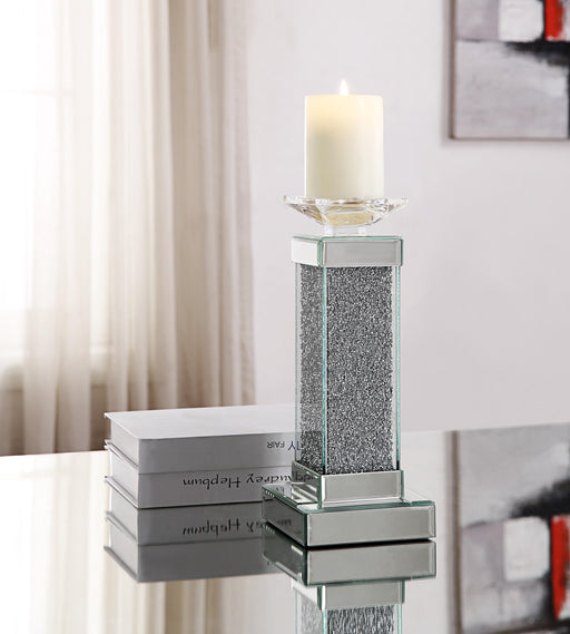 Rekha Mirrored & Faux Crystals Accent Candleholder - Marjories Furniture (Las Vegas, NV)