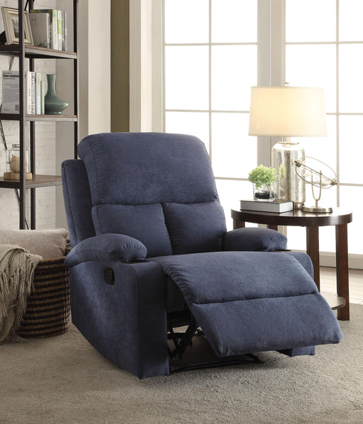 Rosia Blue Velvet Recliner (Motion) - Marjories Furniture (Las Vegas, NV)