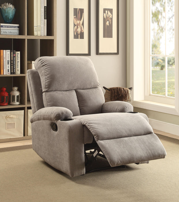 Rosia Gray Velvet Recliner (Motion) - Marjories Furniture (Las Vegas, NV)