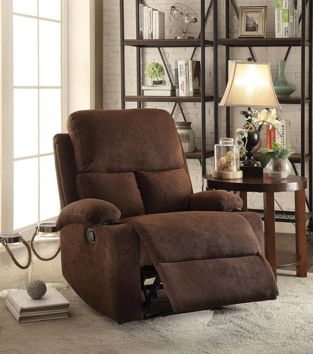 Rosia Chocolate Velvet Recliner (Motion) - Marjories Furniture (Las Vegas, NV)