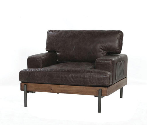 Silchester Oak & Distress Chocolate Top Grain Leather Chair - Marjories Furniture (Las Vegas, NV)