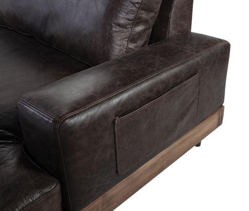 Silchester Oak & Distress Chocolate Top Grain Leather Sofa - Marjories Furniture (Las Vegas, NV)