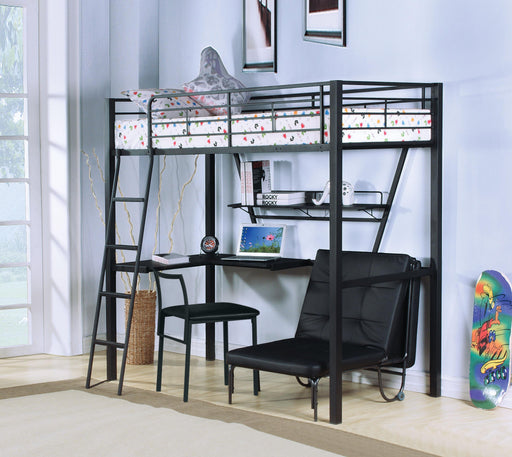 Senon Silver & Black Loft Bed & Desk - Marjories Furniture (Las Vegas, NV)