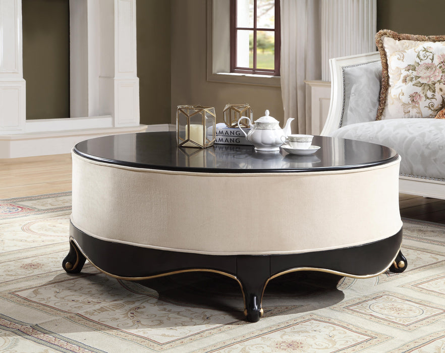 Sheridan Cream Fabric & Black Cocktail Table - Marjories Furniture (Las Vegas, NV)