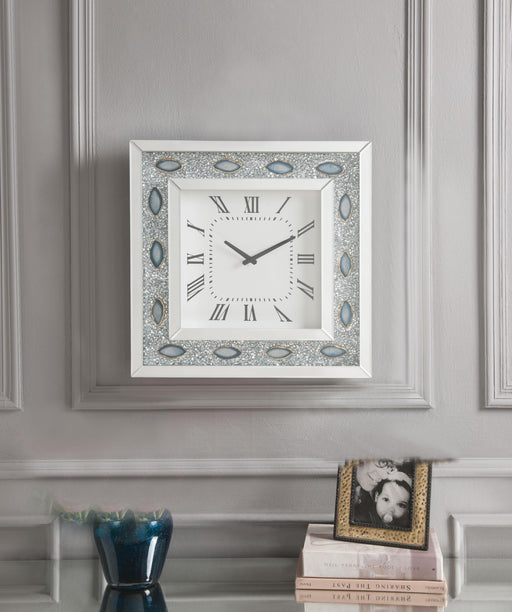 Sonia Mirrored & Faux Agate Wall Clock - Marjories Furniture (Las Vegas, NV)