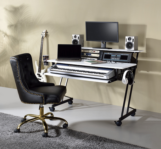 Suitor White & Black Computer Desk - Marjories Furniture (Las Vegas, NV)