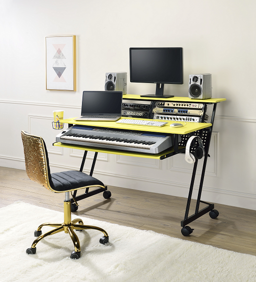 Suitor Yellow & Black Computer Desk - Marjories Furniture (Las Vegas, NV)