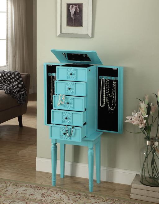Tammy Light Blue Jewelry Armoire - Marjories Furniture (Las Vegas, NV)