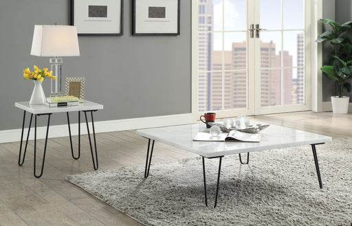 Telestis White Marble & Black Coffee Table - Marjories Furniture (Las Vegas, NV)