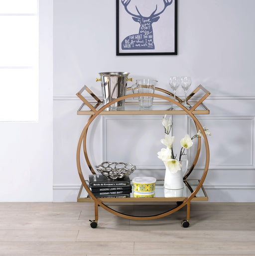 Traverse Champagne & Mirrored Serving Cart - Marjories Furniture (Las Vegas, NV)