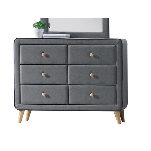 Valda Light Gray Fabric Dresser - Marjories Furniture (Las Vegas, NV)