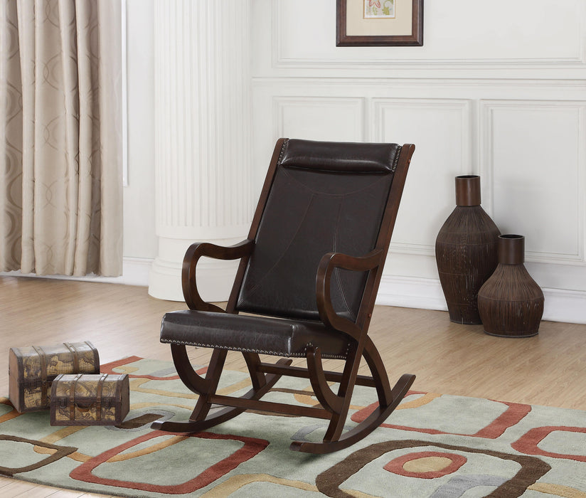 Triton Espresso PU & Walnut Rocking Chair - Marjories Furniture (Las Vegas, NV)