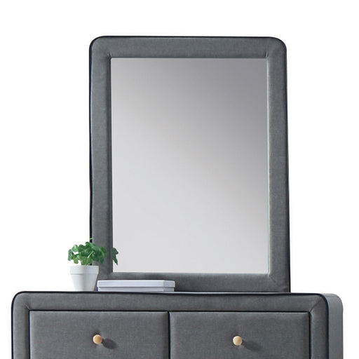 Valda Light Gray Fabric Mirror - Marjories Furniture (Las Vegas, NV)