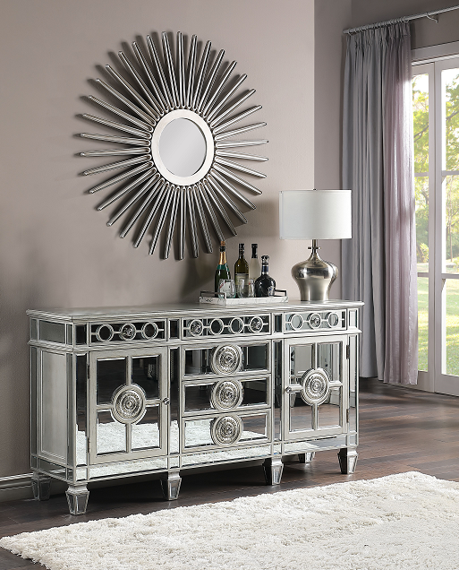 Varian Mirrored & Antique Platinum Server - Marjories Furniture (Las Vegas, NV)