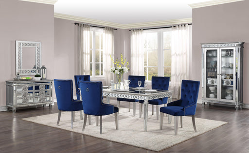 Varian Mirrored & Antique Platinum Dining Table (72"L) - Marjories Furniture (Las Vegas, NV)