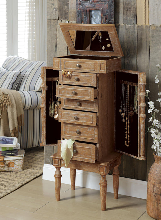 Taline Weathered Oak Jewelry Armoire - Marjories Furniture (Las Vegas, NV)