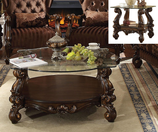 Versailles Cherry Oak & Clear Glass Coffee Table - Marjories Furniture (Las Vegas, NV)