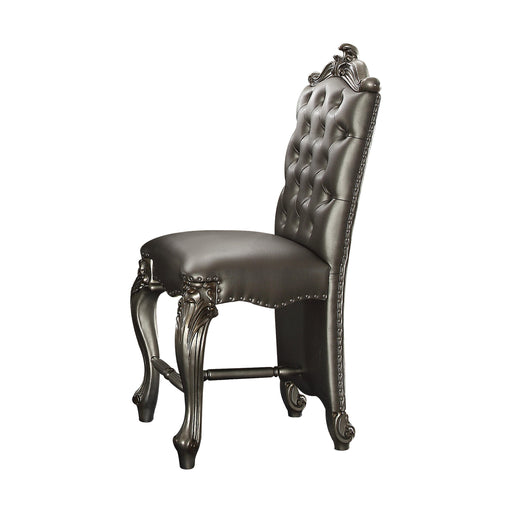 Versailles Silver PU & Antique Platinum Counter Height Chair - Marjories Furniture (Las Vegas, NV)
