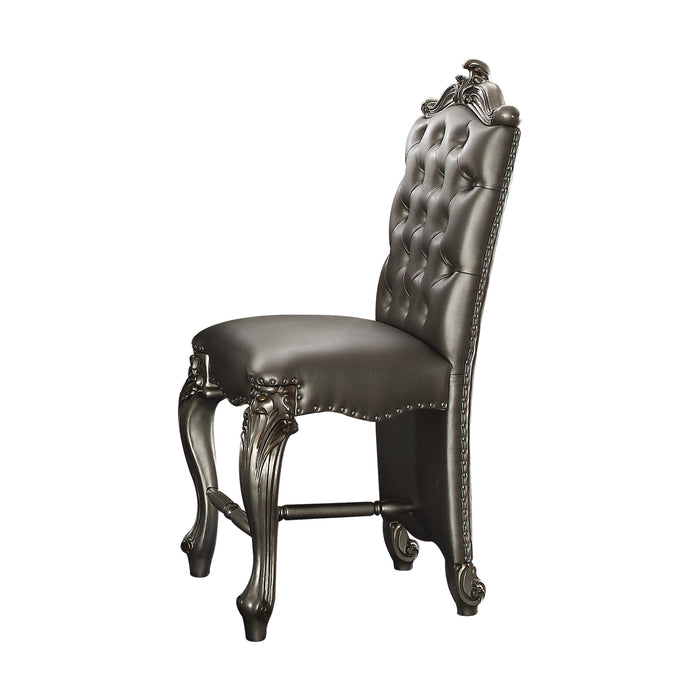 Versailles Silver PU & Antique Platinum Counter Height Chair - Marjories Furniture (Las Vegas, NV)