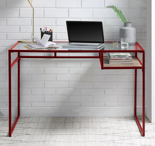 Yasin Red & Glass Desk - Marjories Furniture (Las Vegas, NV)