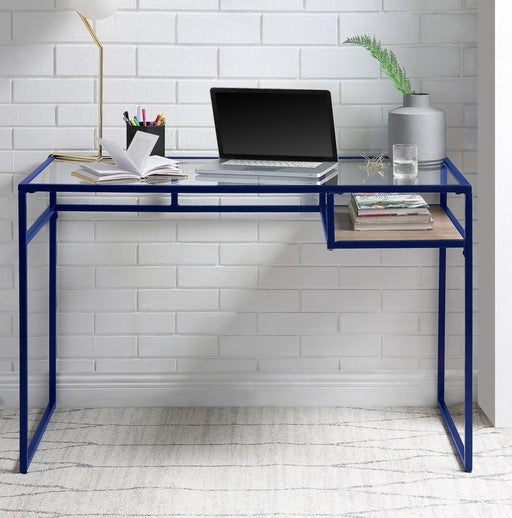 Yasin Blue & Glass Desk - Marjories Furniture (Las Vegas, NV)