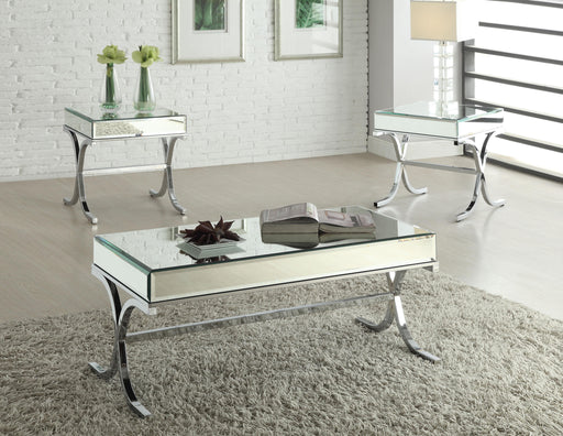 Yuri Mirrored Top & Chrome Coffee Table - Marjories Furniture (Las Vegas, NV)
