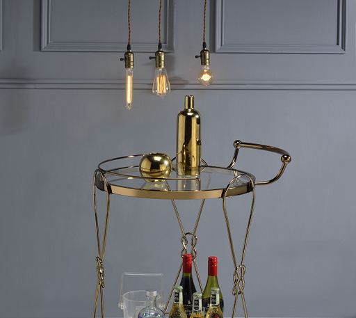 Zekera Champagne Serving Cart - Marjories Furniture (Las Vegas, NV)