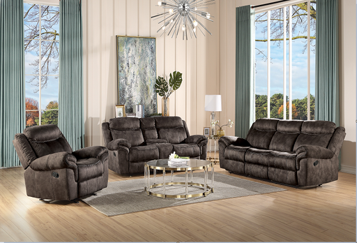 Zubaida 2-Tone Chocolate Velvet Sofa (Glider & Motion) - Marjories Furniture (Las Vegas, NV)