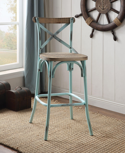Zaire Antique Sky & Antique Oak Bar Chair (1Pc) - Marjories Furniture (Las Vegas, NV)