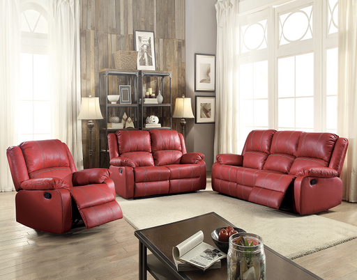 Zuriel Red PU Sofa (Motion) - Marjories Furniture (Las Vegas, NV)