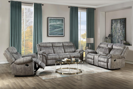Zubaida 2-Tone Gray Velvet Sofa (Glider & Motion) - Marjories Furniture (Las Vegas, NV)