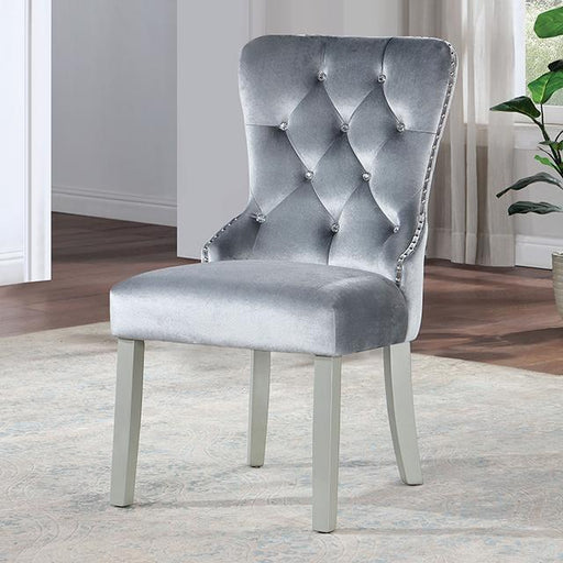 ADALIA Wingback Chair (2/CTN), Silver/Dark Gray - Marjories Furniture (Las Vegas, NV)