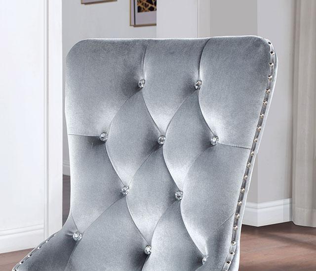ADALIA Wingback Chair (2/CTN), Silver/Dark Gray - Marjories Furniture (Las Vegas, NV)