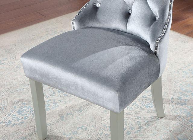 ADALIA Wingback Chair (2/CTN), Silver/Dark Gray - Marjories Furniture (Las Vegas, NV)