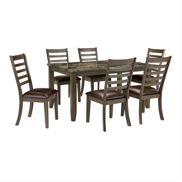 Adia 7 Pc Dinning Table Set Grey & Brown - Marjories Furniture (Las Vegas, NV)