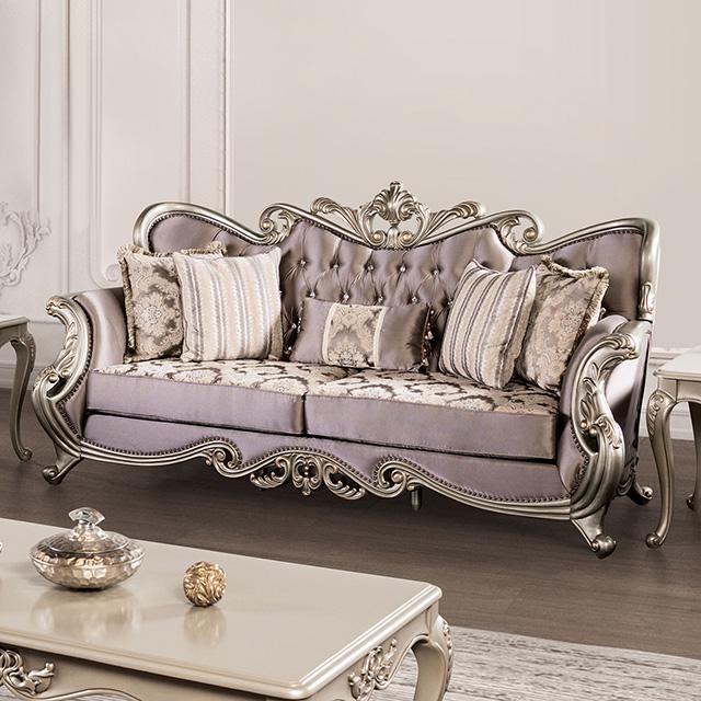 Albacete Sofa Campage & Walnut - Marjories Furniture (Las Vegas, NV)