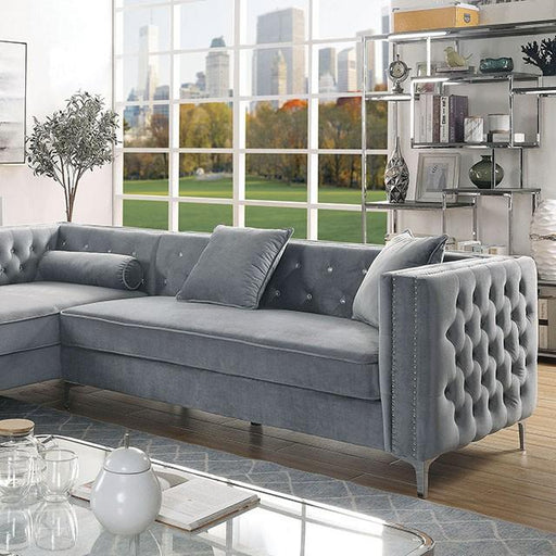 Amie Glam Gray & Black Sectional w/Storage - Marjories Furniture (Las Vegas, NV)